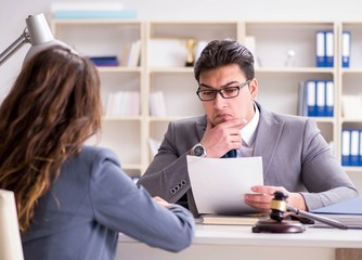 Lawyer discussing legal case with client