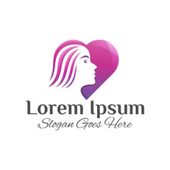 beauty love hair salon logo. hair care modern logo design vector template