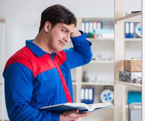 Man working in the postal warehouse