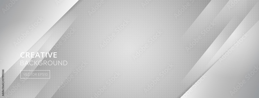 Wall mural abstract gray banner background with oblique lines and small hexagon dotted texture