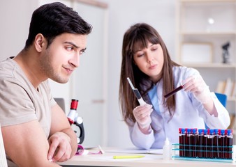 Fototapeta premium Patient during blood test sampling procedure taken for analysis