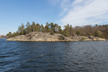 Obraz premium Waterfront line in a sunny day around Stockholm, Sweden.