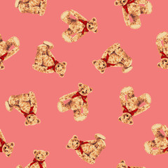 Seamless vector pattern of a pretty bear,