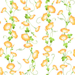 Seamless pattern of a Japanese-style, beautiful morning glory