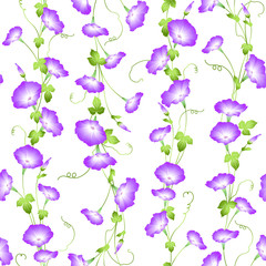 Naklejka premium Seamless pattern of a Japanese-style, beautiful morning glory