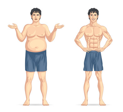 Before And After Weight Loss Fat And Slim Male