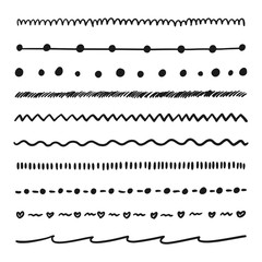 Hand drawn collection set of underline. Doodle line design - elements,borders, scribble,strokes.Marker strokes -artistic pen brushes