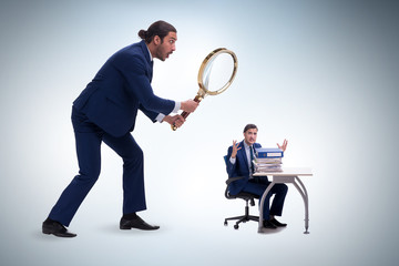 Concept of employee monitoring by boss