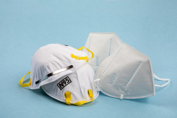 Typical American made N95 respirator and a made in China KN95 respirator mask PPE for protection against covid-19