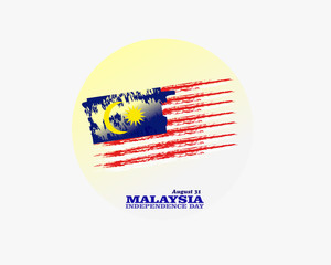 Happy Malaysia Independence Day. Flat splash design illustration brush flag with Malaysian independence theme on 31st August.