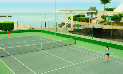 Fototapeta premium tennis court and net