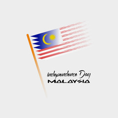 Obraz premium Happy Malaysia Independence Day. Flat splash design illustration brush flag with Malaysian independence theme on 31st August.