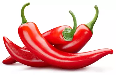 Fotobehang Chili Pepers Cayenne pepper clipping path. Red hot chili pepper isolated on white background. Pile of peppers chili  © Maks Narodenko