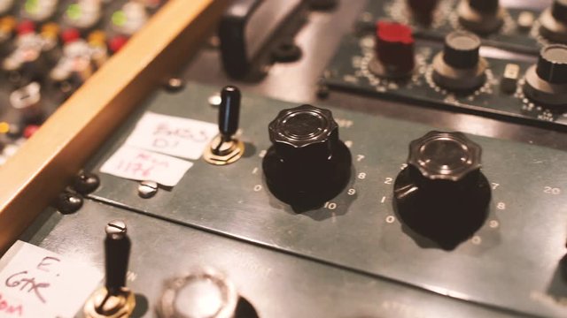 close up of audio mixer