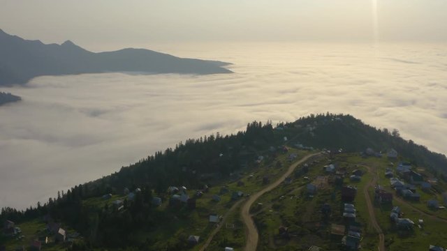 Drone shot of Gomi Mountain in the Guria region of Georgia, also known as Gosmismta