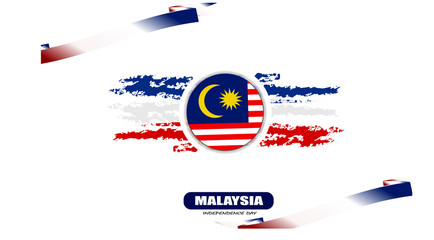 Happy Malaysia Independence Day. Flat splash design illustration brush flag with Malaysian independence theme on 31st August.