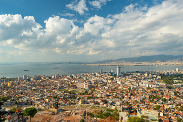 Izmir City panoramic view from Kadifekale Castle, Turkey