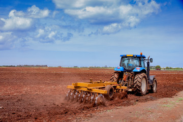 tractor in a field