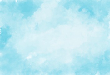 Watercolor background illustration It has a cloud-like texture or mist, blue and white.