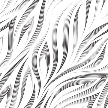 Vector seamless pattern of black lines and corners on a white background.Texture of flowing shapes and lines for the flow or the sea.Background for decoration of fabrics or packaging