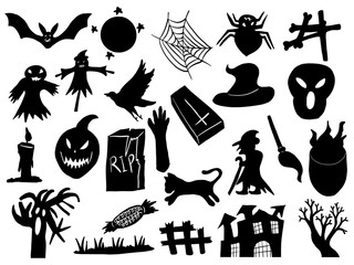 Halloween Silhouette. You can use this file to print on greeting card, frame, mugs, shopping bags, wall art, telephone boxes, wedding invitation, stickers, decorations, and t-shirts helloween.