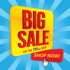 Big sale banner in flat design, background Vector
