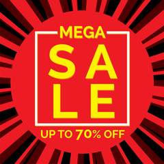 Mega sale banner in flat design, background Vector
