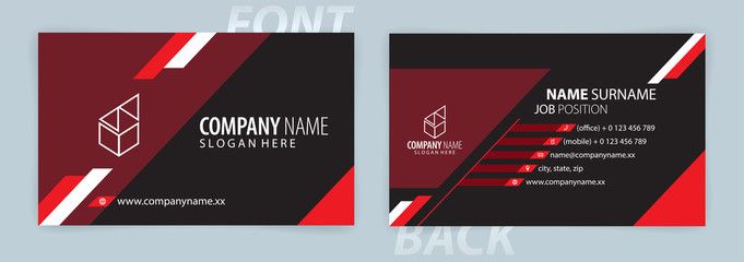 Red and Black business card template (Front and Back) Vector