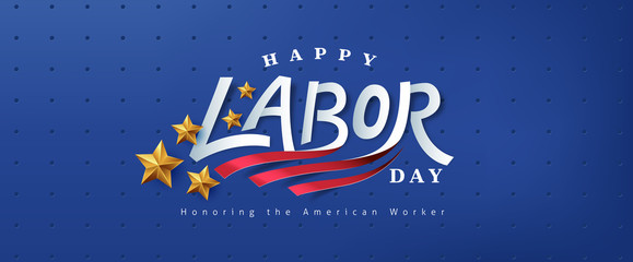 USA happy Labor day text design advertising banner template 