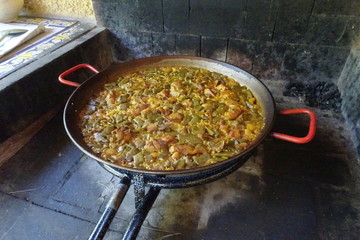 Chicken and Rabbit Spanish Paella Cuisine Dish