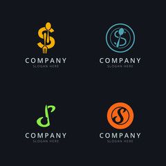 Initial S logo with restaurant elements