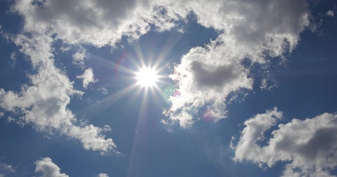 Summer sky with sun and clouds.