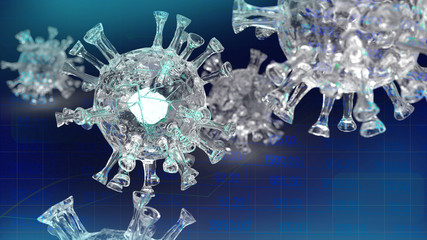 corona virus and chart for  business content 3d rendering
