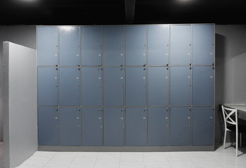 Row of locker at fitness center. Interior Concept.