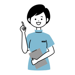 指差しをする女性看護師