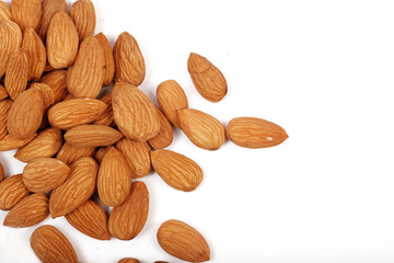 Group of almonds isolated on white.