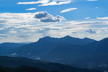 Fototapeta na wymiar Japanese mountains and sky in summer