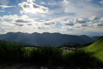 Japanese mountains on a clear summer day