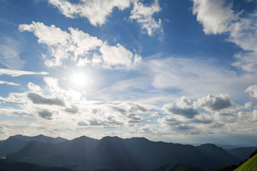 Japanese mountains on a clear summer day