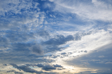 A view of the sky as the sun is setting.