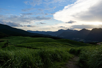 Dusk, beautiful scenery of Soni plateau in Nara prefecture