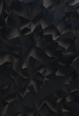 3d render,8K abstract black crystal background, faceted texture, macro panorama, wide panoramic polygonal wallpaper 