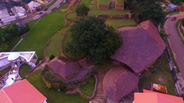 Aerial flying forward over Acropolys Park in Nigeria