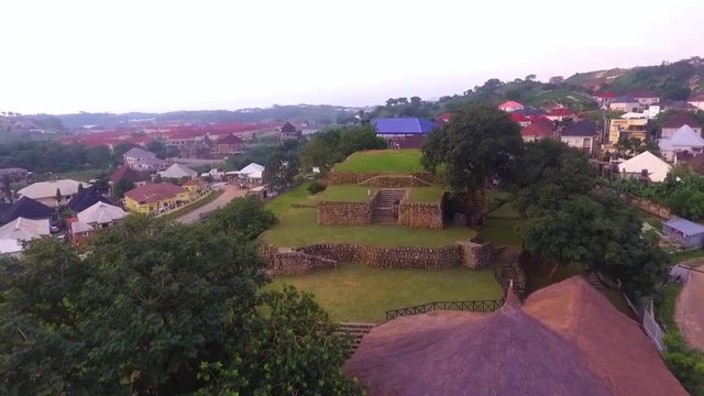 Aerial flying up over Acropolys Park in Nigeria