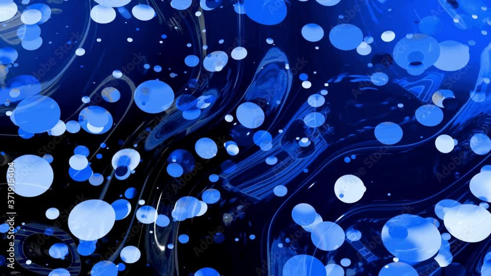 Aufkleber beautiful abstract looped background of shiny glossy surface like wavy blue liquid with circles floa