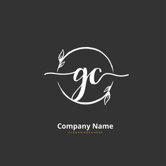 G C GC Initial handwriting and signature logo design with circle. Beautiful design handwritten logo for fashion, team, wedding, luxury logo.