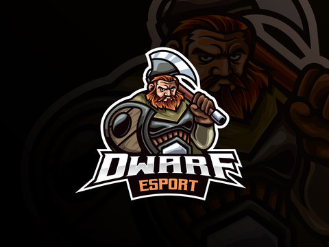 Dwarf warrior mascot sport logo design