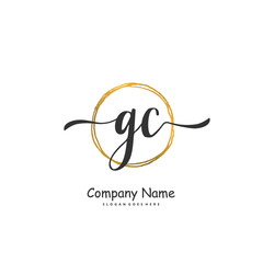 G C GC Initial handwriting and signature logo design with circle. Beautiful design handwritten logo for fashion, team, wedding, luxury logo.