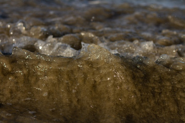 Waves breaking on a remote surf beach, New Zealand. 