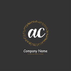 A C AC Initial handwriting and signature logo design with circle. Beautiful design handwritten logo for fashion, team, wedding, luxury logo.